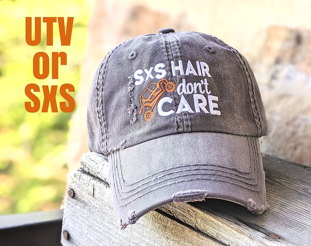 Amazon.com: Women's UTV Hair Don't Care Hat, Custom Text, SXS ...