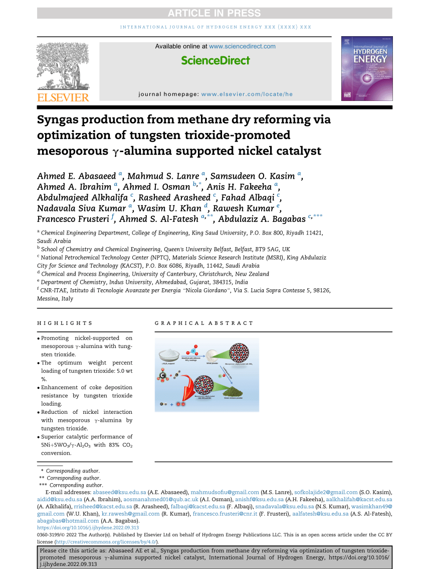 PDF) Syngas production from methane dry reforming via optimization ...