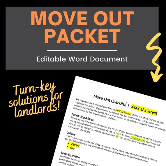 Tenant Move-out Packet Rental Property Management instant - Etsy