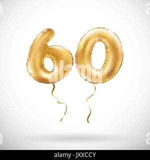 vector Golden number 60 sixty metallic balloon. Party decoration ...