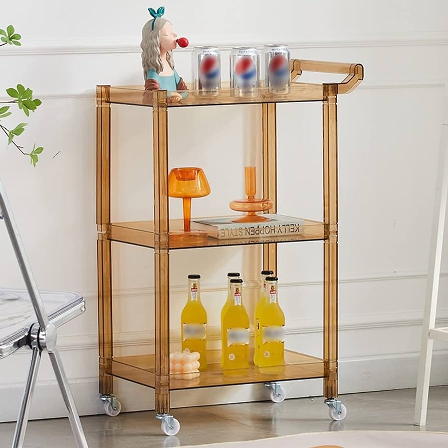 Amazon.com - QQXX Acrylic Bar Cart,3-Tier Rolling Cart with Wheels ...