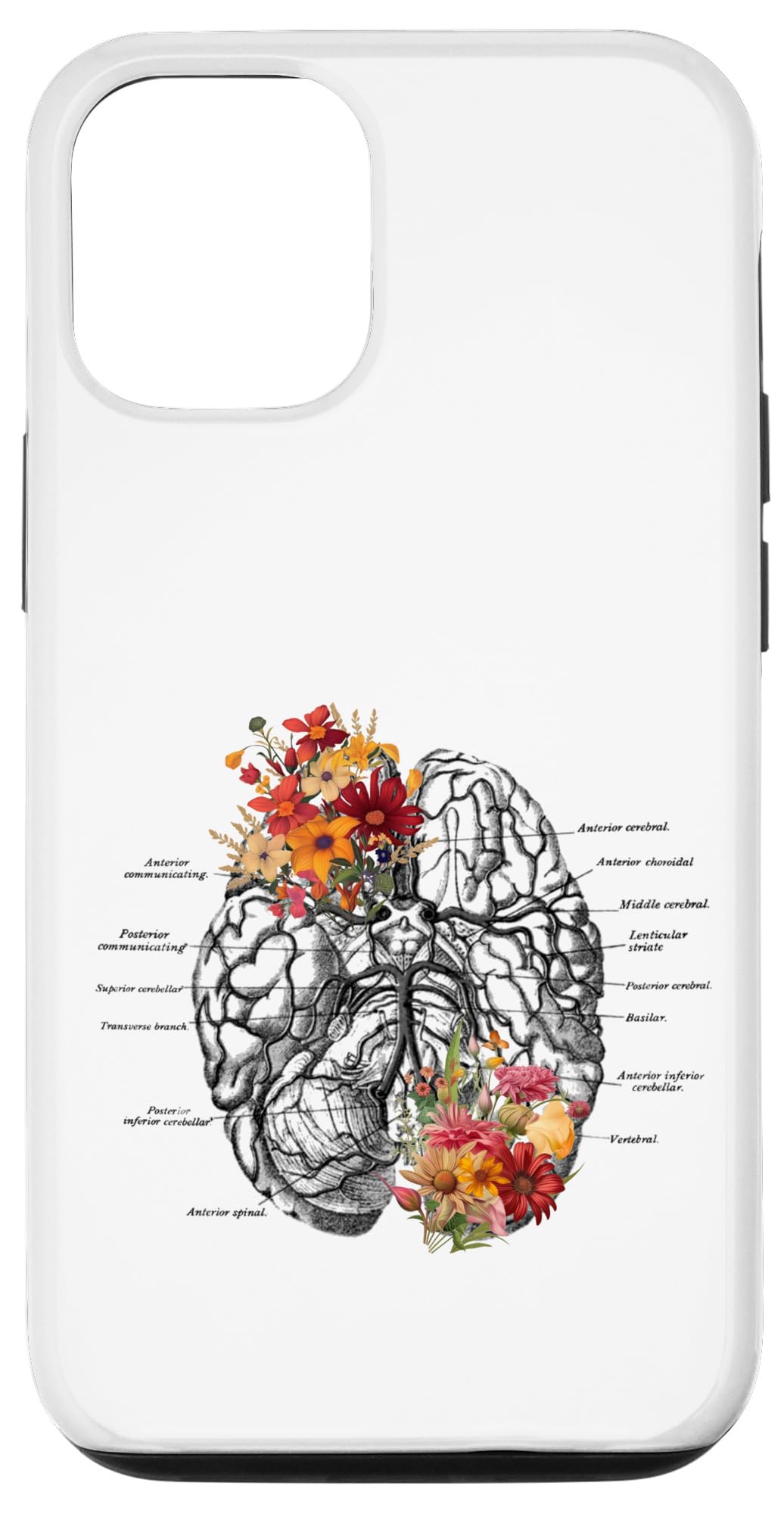 Amazon.com: iPhone 14 Neuroscience Anatomy Brain with Flowers Case ...