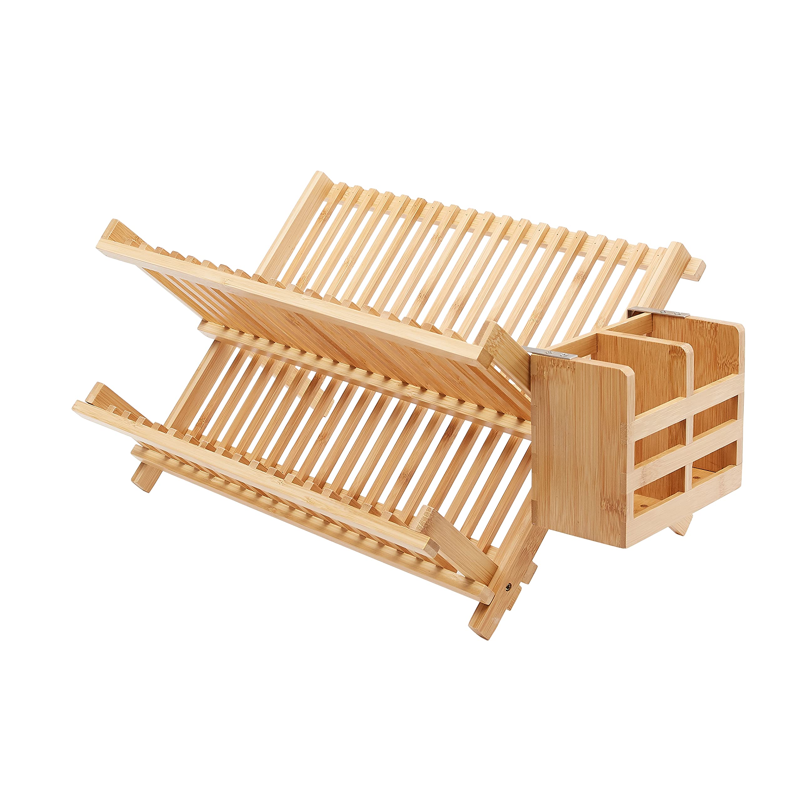 Amazon.com: Amazon Basics Folding 2-Tier Bamboo Dish Drying Rack ...