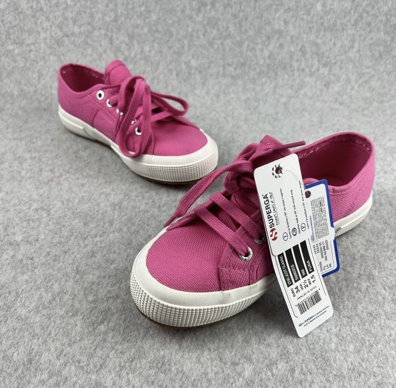 Superga Classic Canvas hot pink sneakers size 2.5 youth Girls New ...