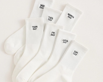 Unisex 'days of the Week' Cotton Crew Socks Novelty - Etsy