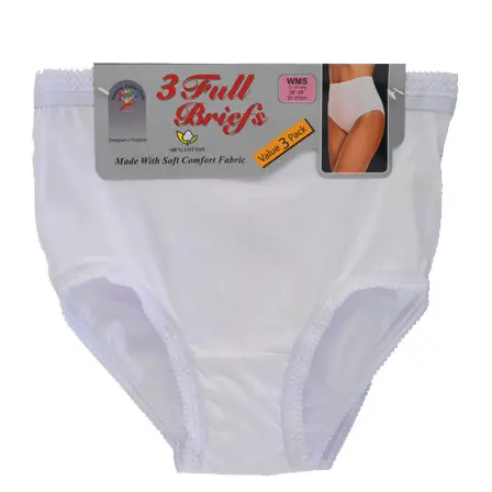 Ladies 3 PACK White Full Mama Briefs Knickers xxxos Hip 54-56 ...