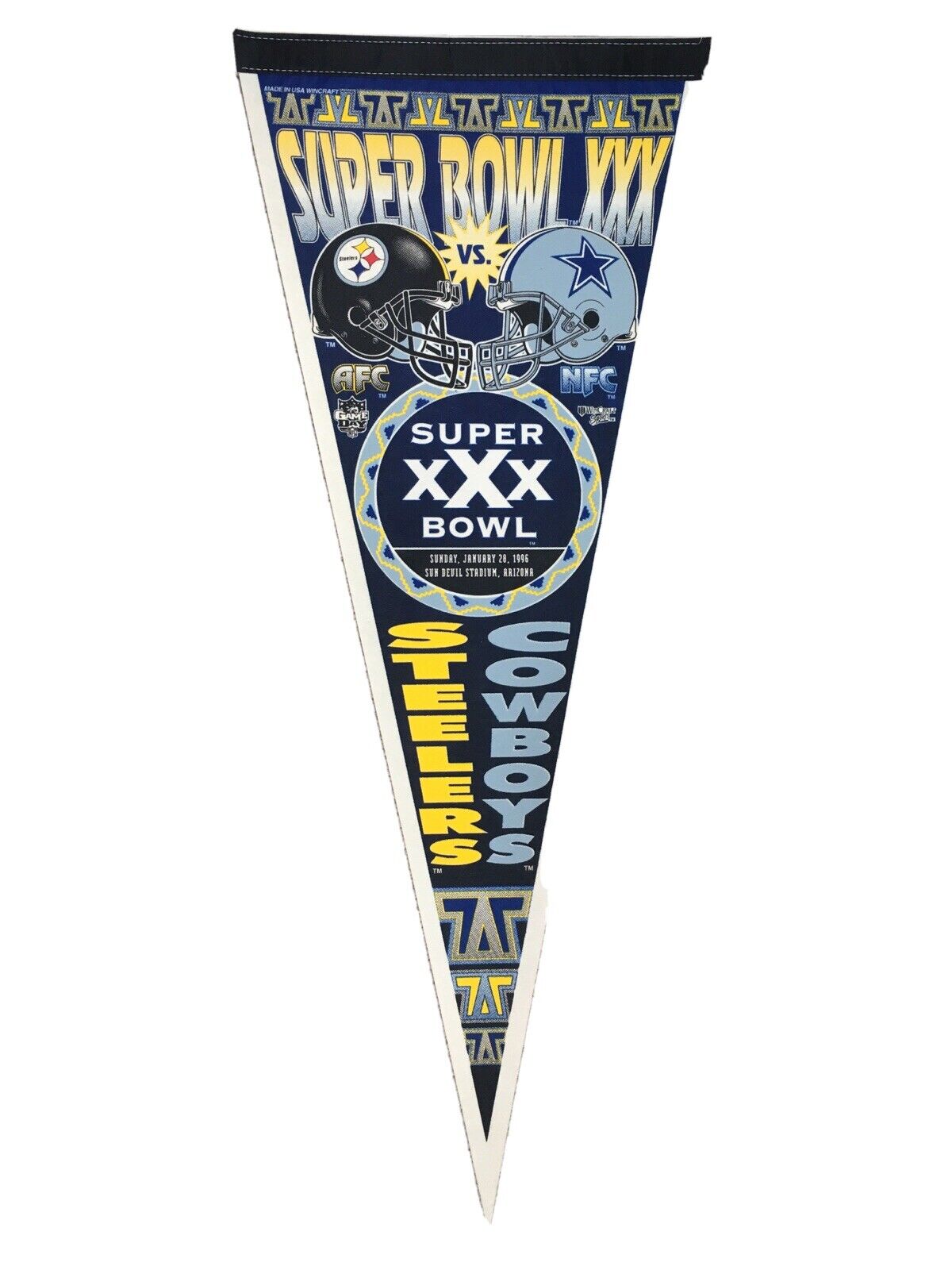 Super Bowl XXX Cowboys Vs Steelers Stadium Sold Full Size Felt ...