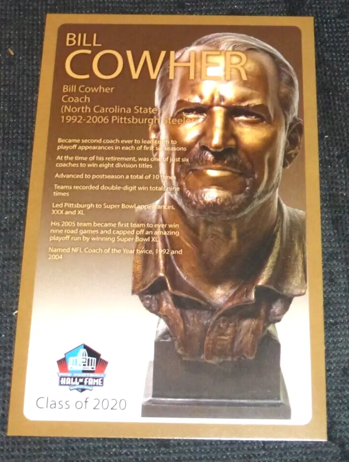 2020 Hall of Fame Class Bust Card BILL COWHER PITTSBURGH STEELERS ...