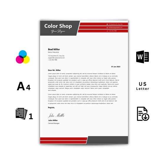 Buy Letterhead Word A4 & Letter Company Letterhead Business Online ...