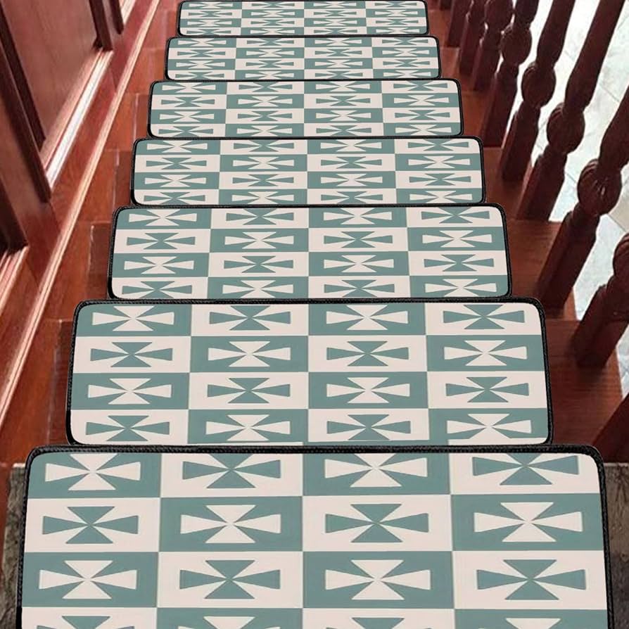 Amazon.com: Stair Treads Carpet Set of 15 Checkered Square Random ...