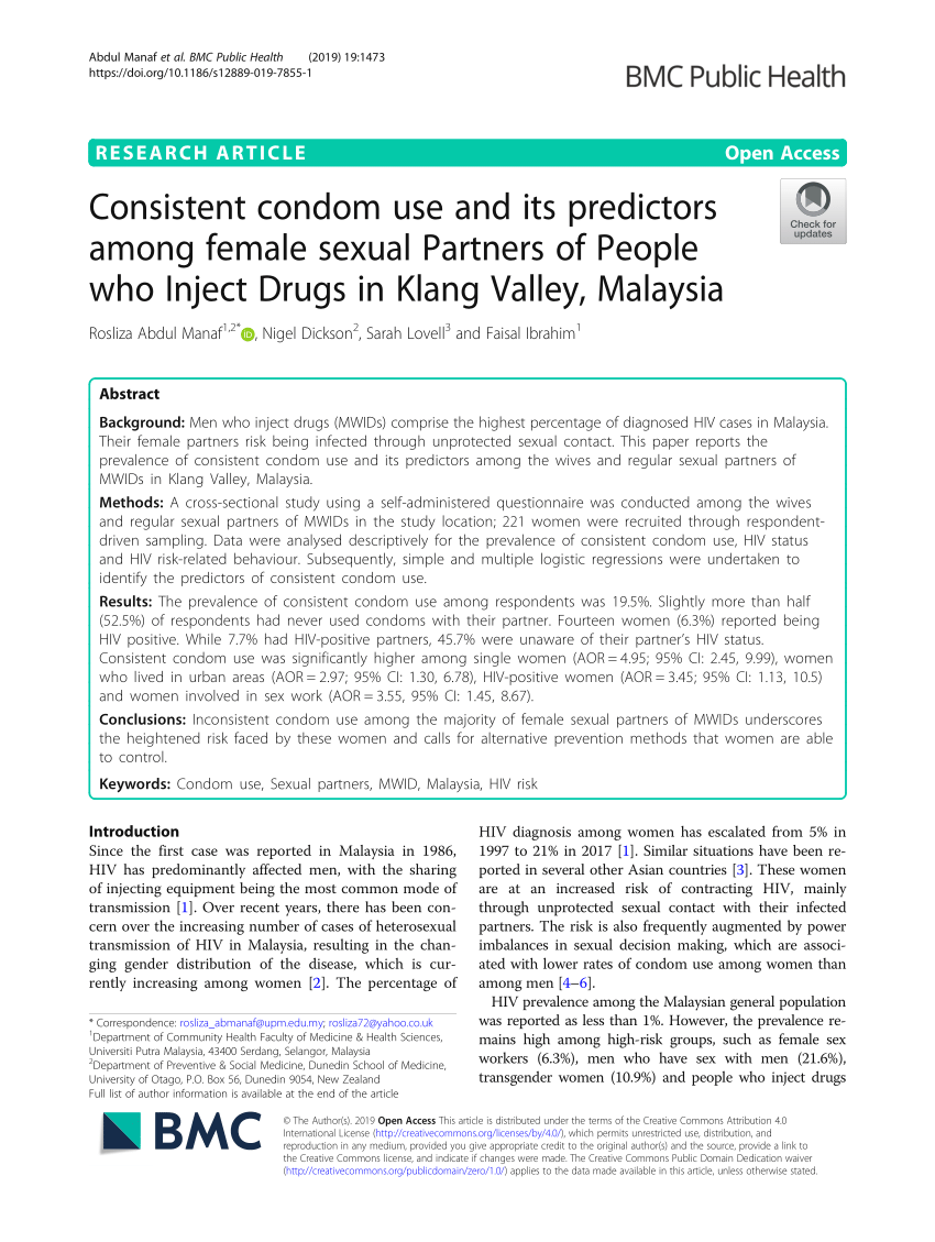 PDF) Consistent condom use and its predictors among female sexual ...