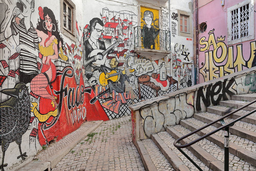 Fado Vadio graffiti mural, Alfama, Lisbon, Portugal | Manuel Cohen