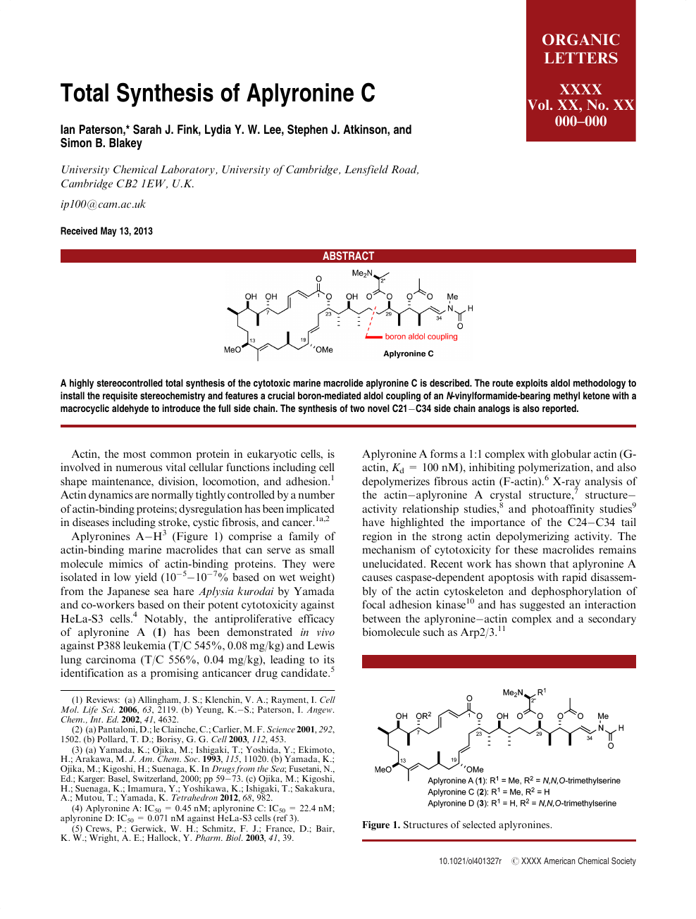 Total Synthesis of Aplyronine C – topic of research paper in ...