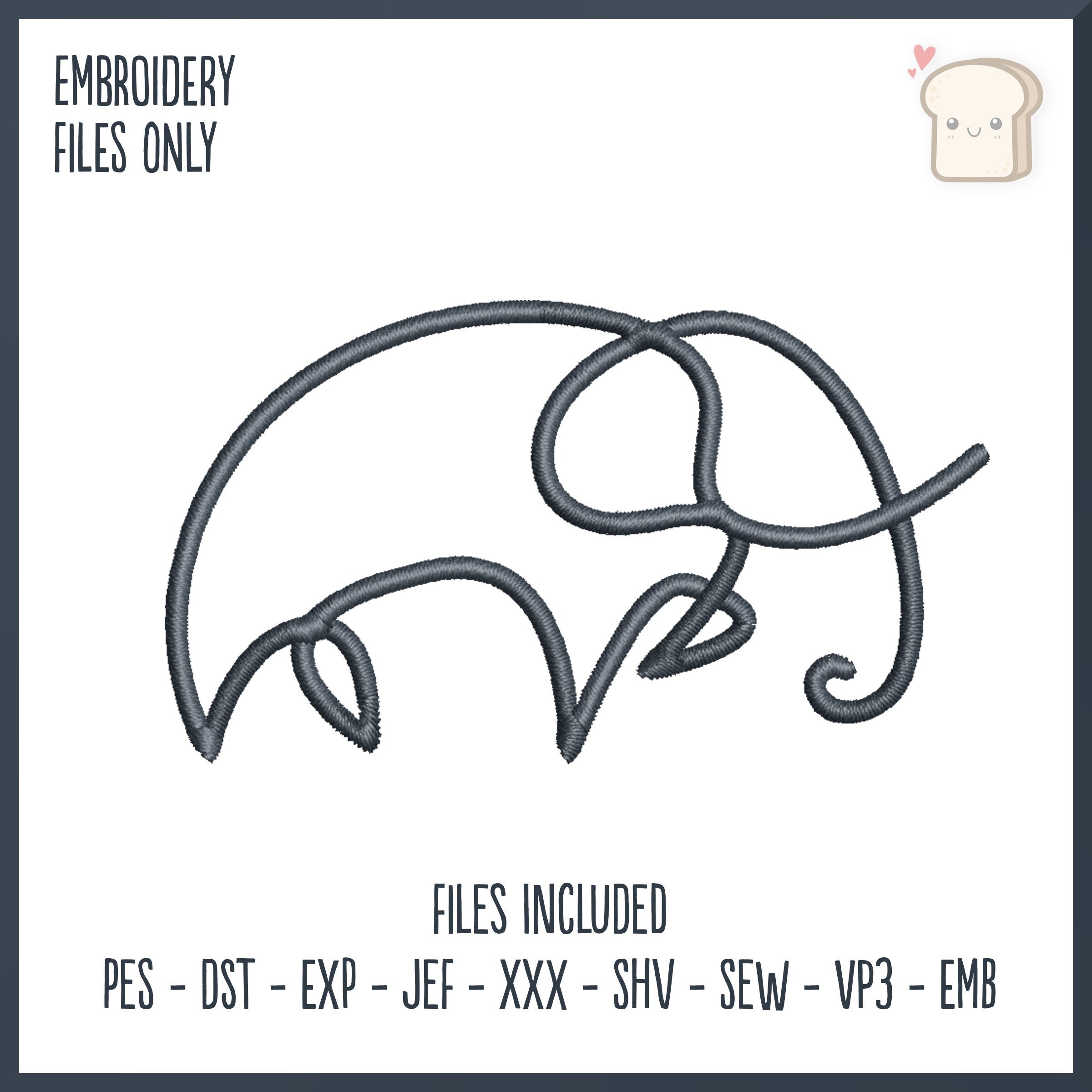 Elephant Line Art Embroidery File Hat Hoop Hobby - Etsy