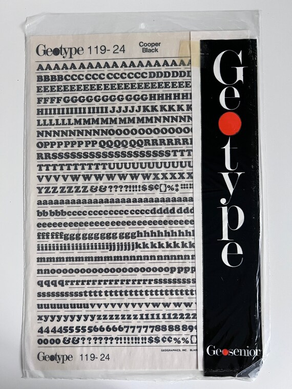 Geotype Vintage Rub-on Graphic Art Letters Font Cooper Black - Etsy