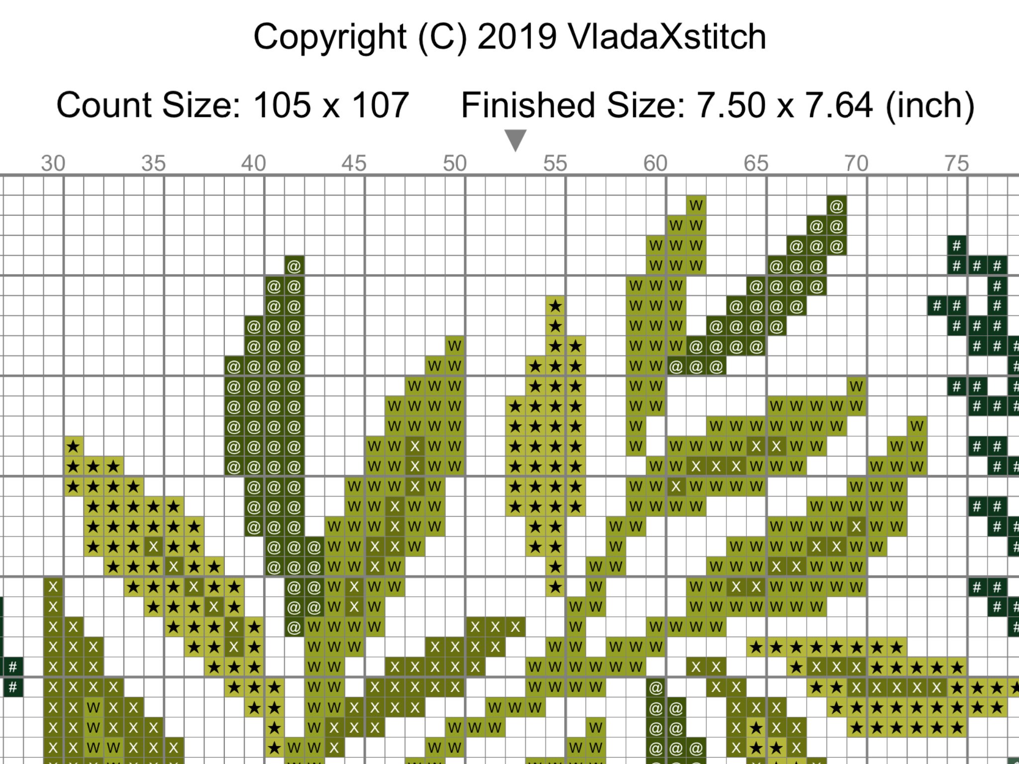 Leaves Modern Cross Stitch Pattern Flower Cross Stitch Chart ...