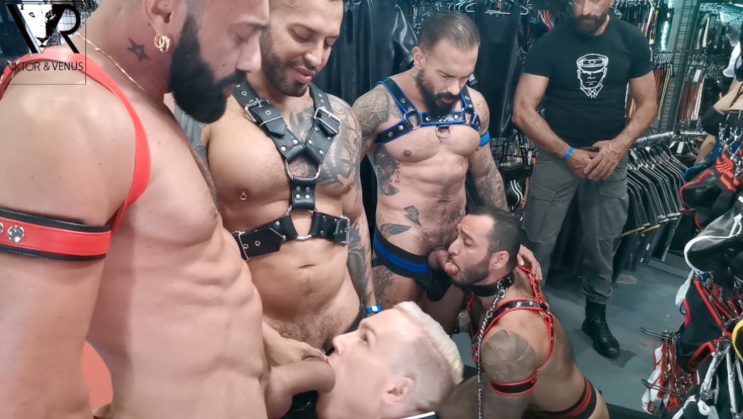 ORGY IN THE SEX SHOP gay porn video on Viktor-Rom