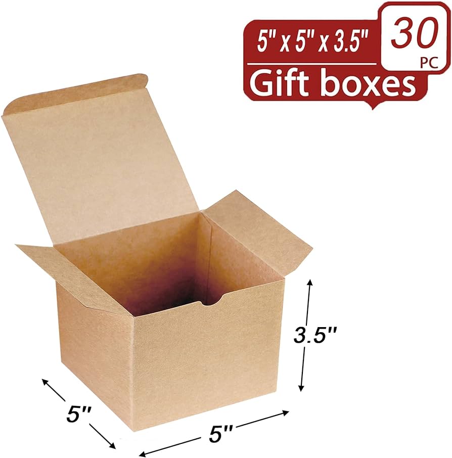 Amazon.com: Xxcxpark 30 PCS Brown Kraft Gift Boxes 5x5x3.5, Party ...