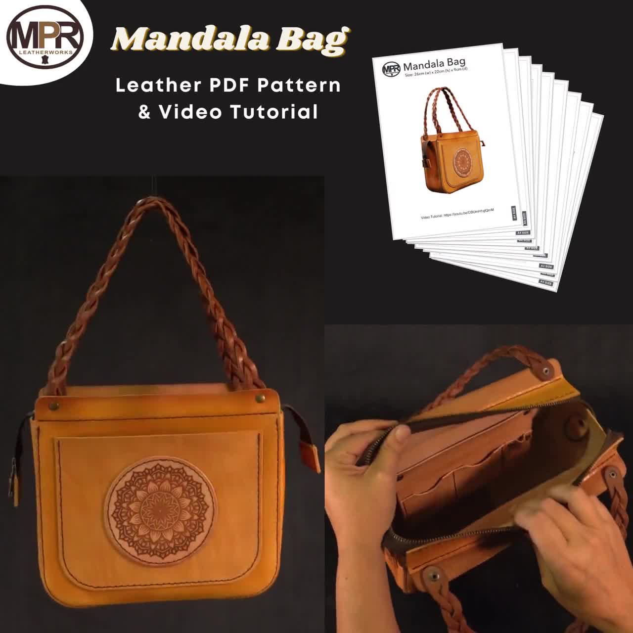 Mandala Tote Bag: PDF Pattern Video Tutorial for Leather - Etsy