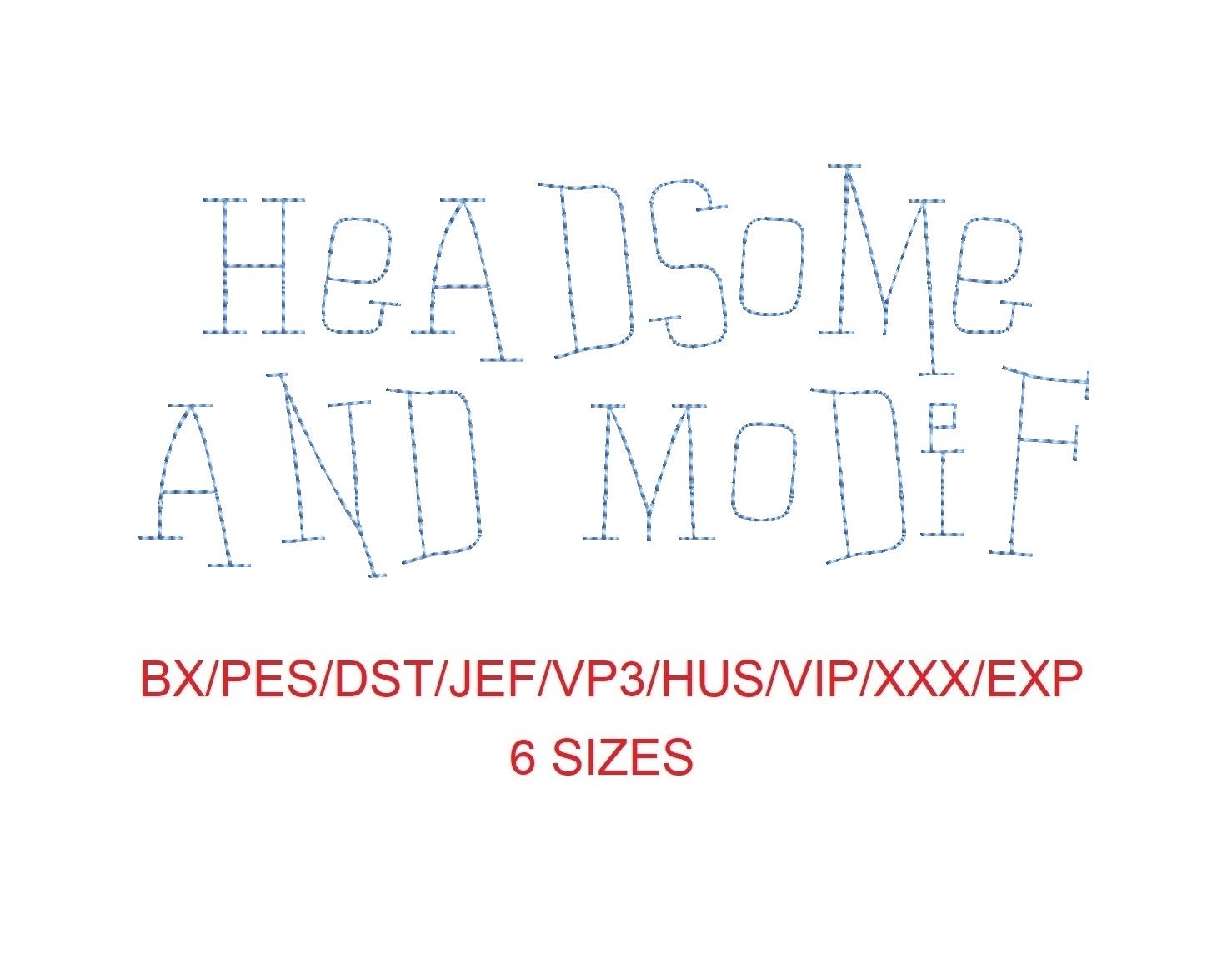 Headsome and Modif Bean Stitch Machine Embroidery Font 6 Sizes - Etsy