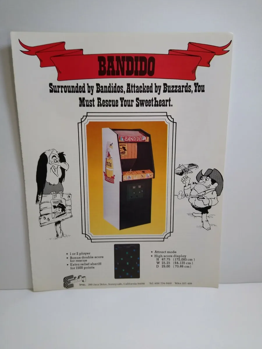 Bandido Video Arcade Game Promo AD Artwork 1980 Exidy Retro Gaming ...