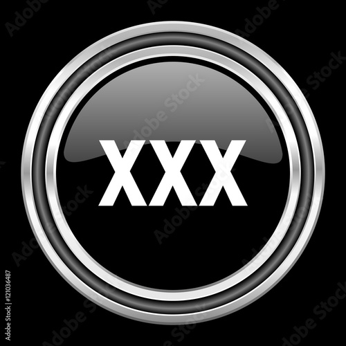 xxx silver chrome metallic round web icon on black background ...