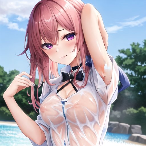 A Sexy Petite Anime Girl Wearing A Wet Shirt With Hard Nipples ...