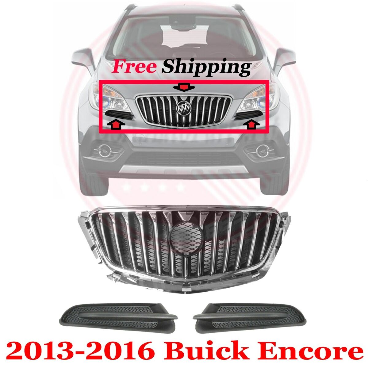 For 2013-2016 Buick Encore Front Grille & Bumper Trim Driver ...