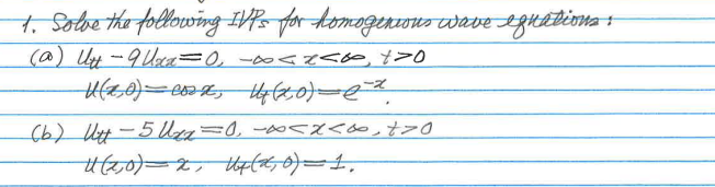 Solved to Solare the following IVPs for Homogeneous wave | Chegg.com