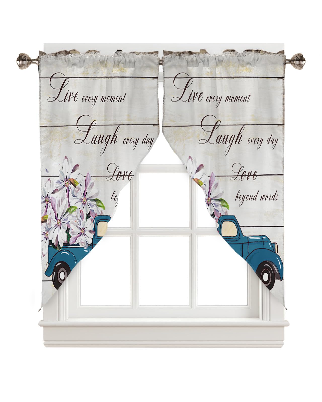 Amazon.com: CyCoShower Swag Curtain Valance,Farm Cock Fence Barn ...