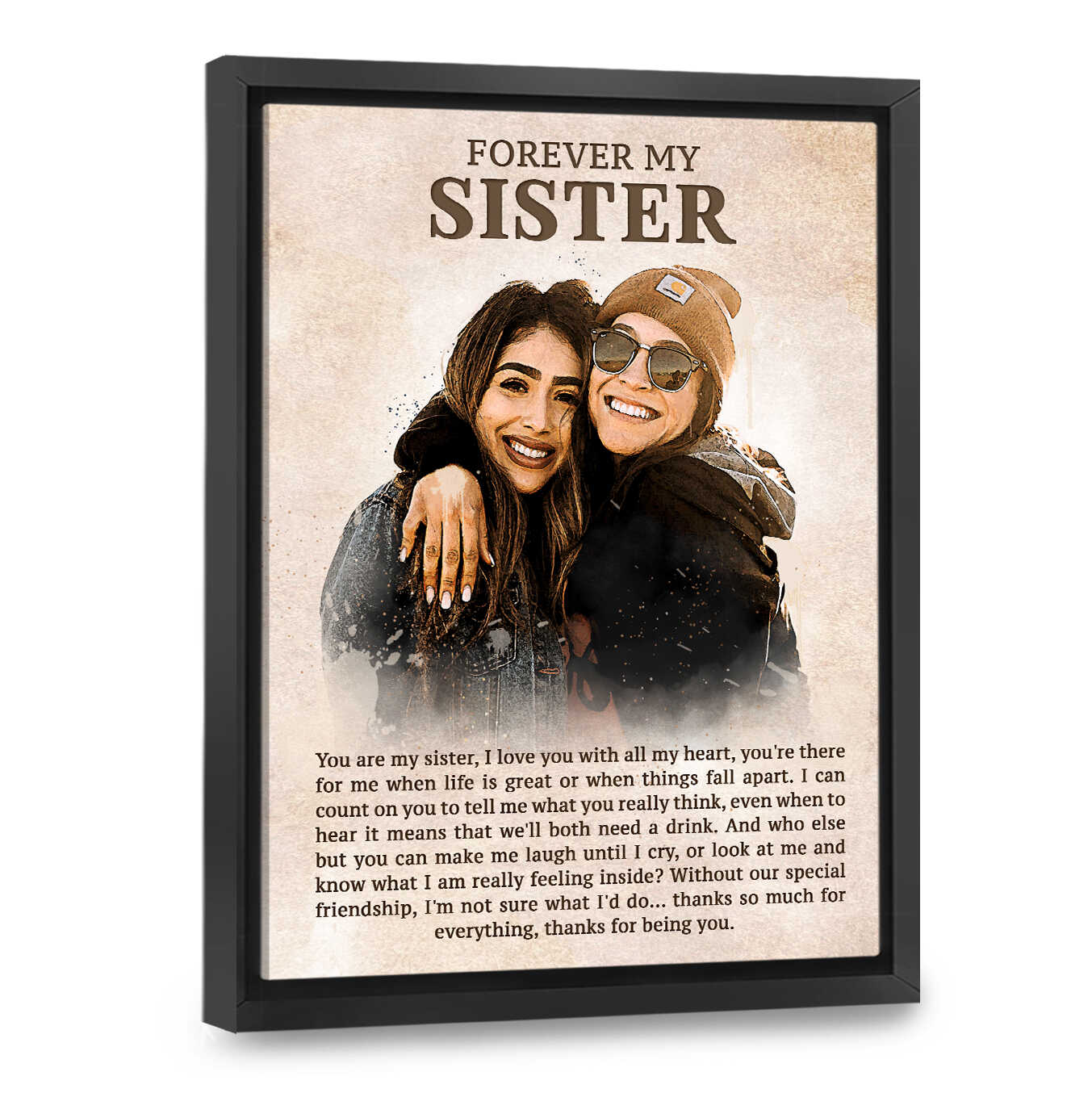 Sister Brother Portrait Gift, Watercolor Portrait Gift For Sister ...