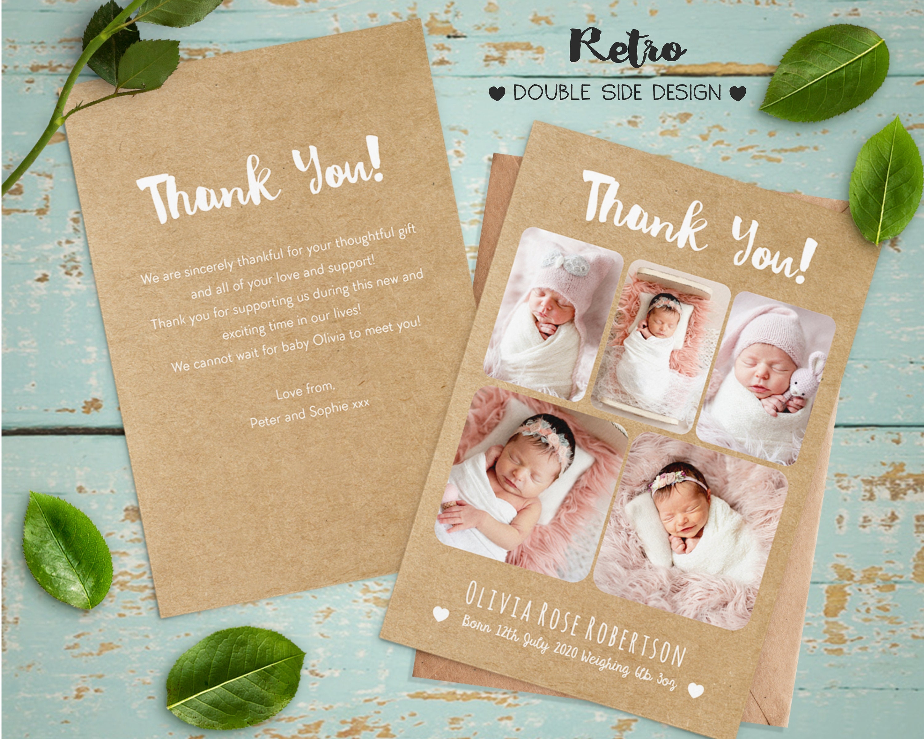 Double Sided Photo Personalised Thank You Cards B2 - Etsy