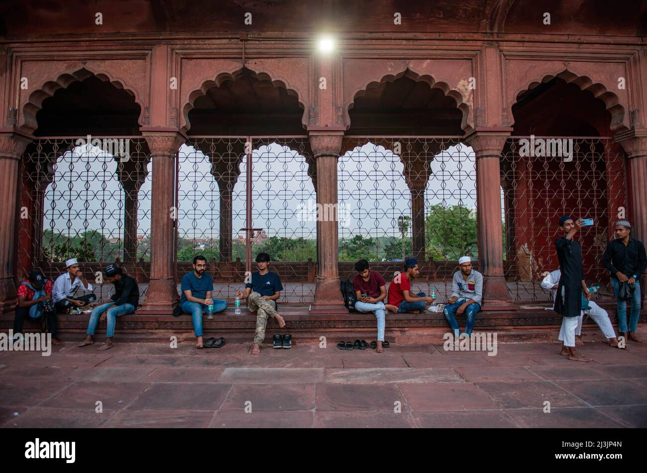 Old Delhi, India. 8th Apr, 2022. Muslim devotees at the courtyard ...