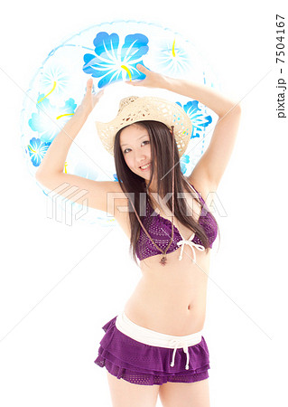 A cute girl who poses a little sexy pose with a... - Stock Photo ...