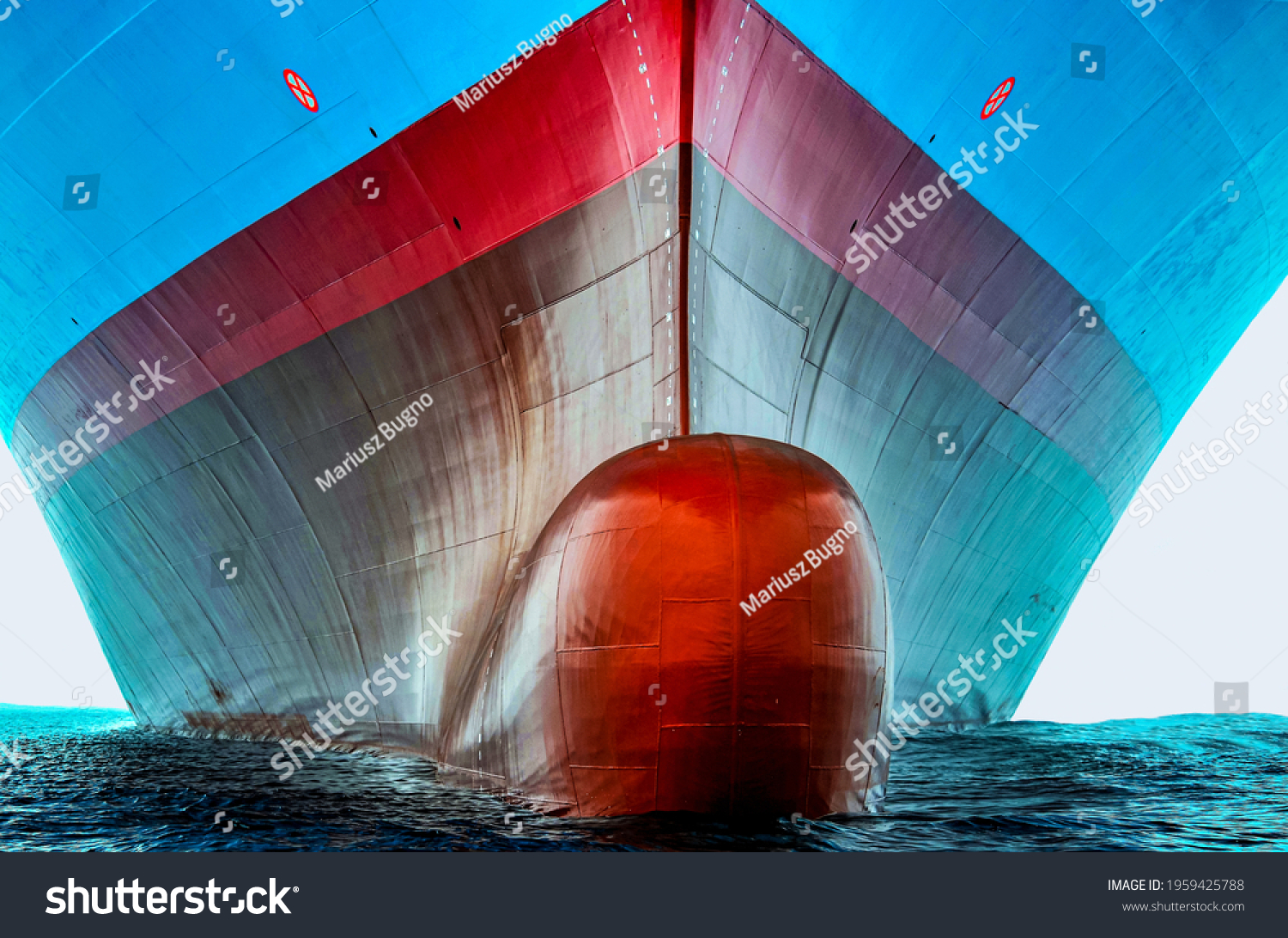 Front View Large Cargo Ship Bulbous Stock Photo 1959425788 ...