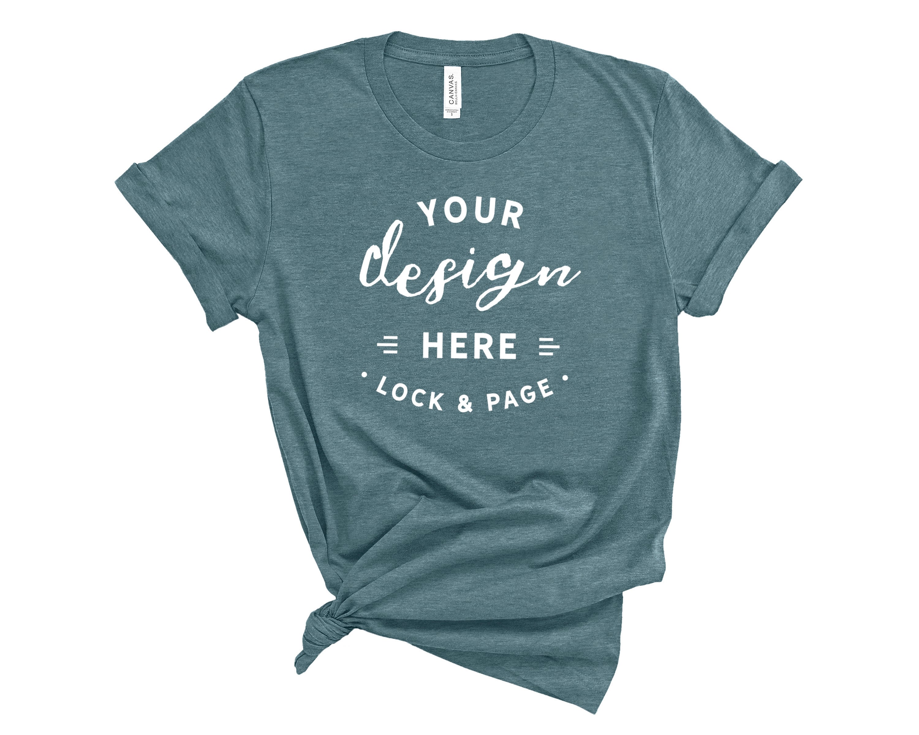 Heather Deep Teal Bella Canvas 3001 T Shirt Mockup on Plain - Etsy