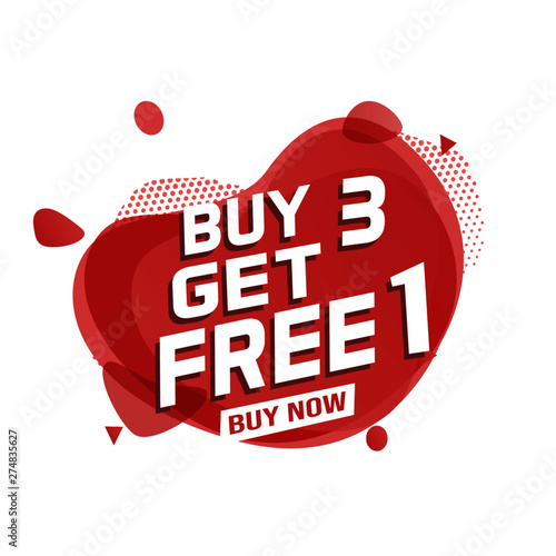 Buy 3 Get 1 Free sale tag. Banner design template for marketing ...