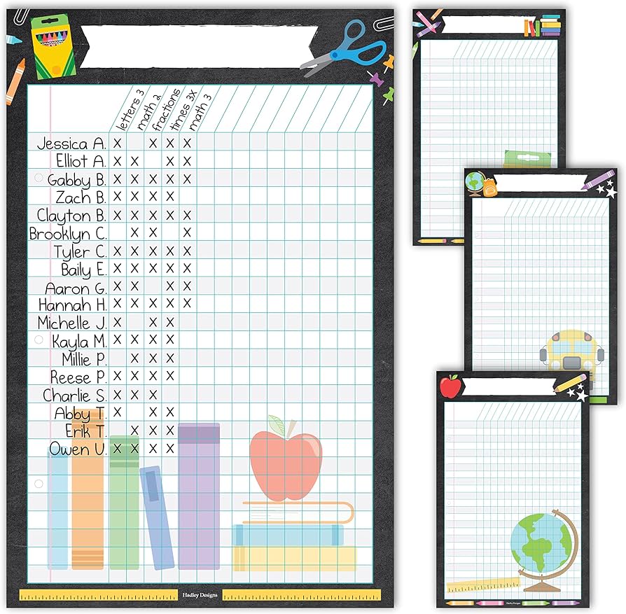 Amazon.com : 4 Colorful Chalk Data Charts Classroom Incentive ...