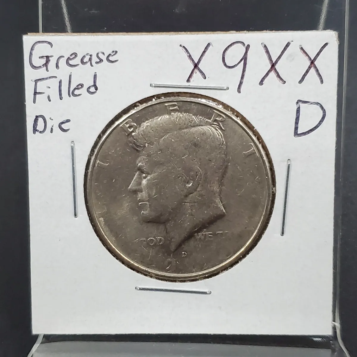 X9XX D Kennedy Clad Half Dollar Coin OBV Grease Filled Die Error ...