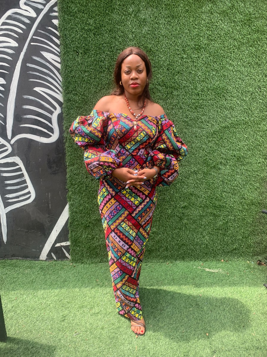 Full length Ankara dress with exaggerated sleeves, African print ...