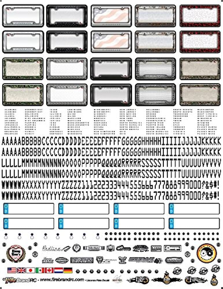 Amazon.com: FireBrand RC License Plate Decal Sheet : Automotive