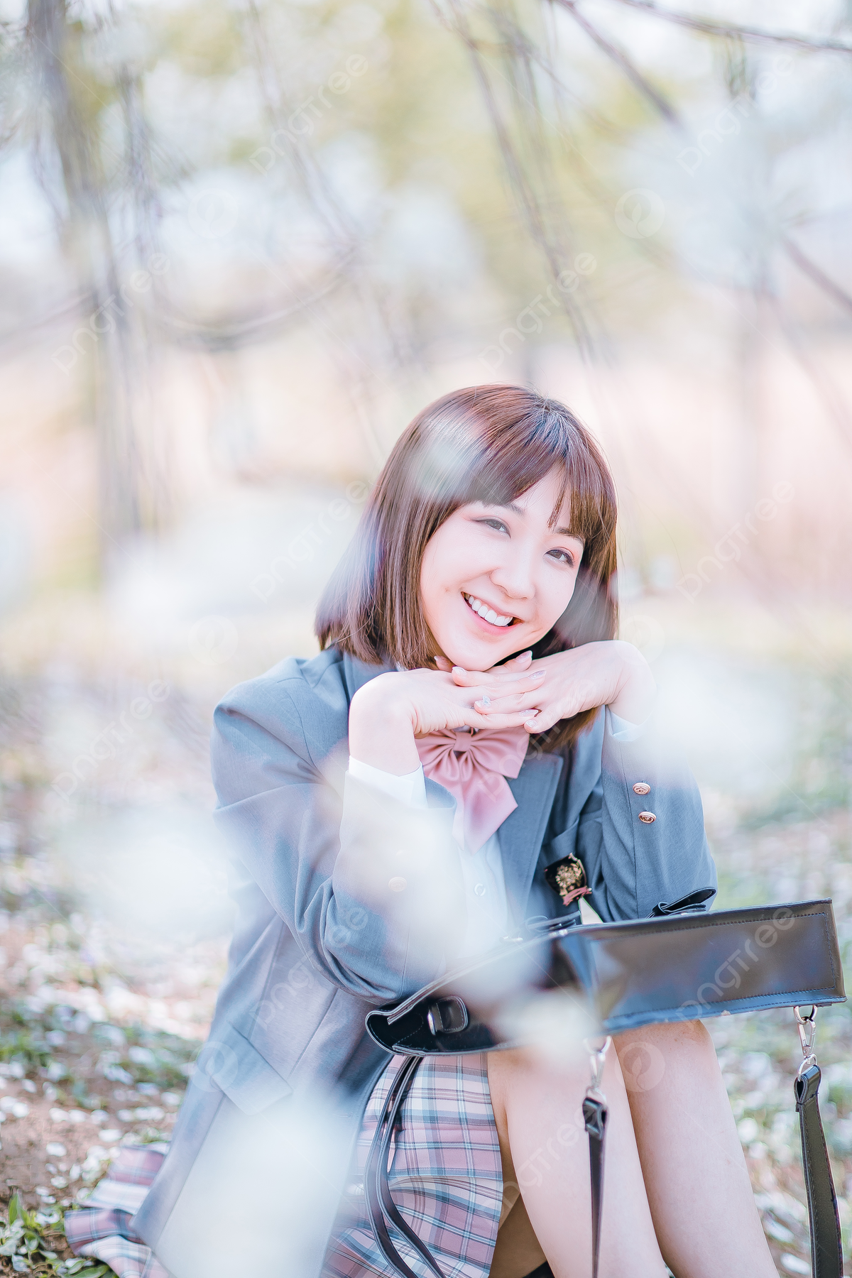 Portrait Of A Beautiful Girl In A Jk Uniform During The Day ...