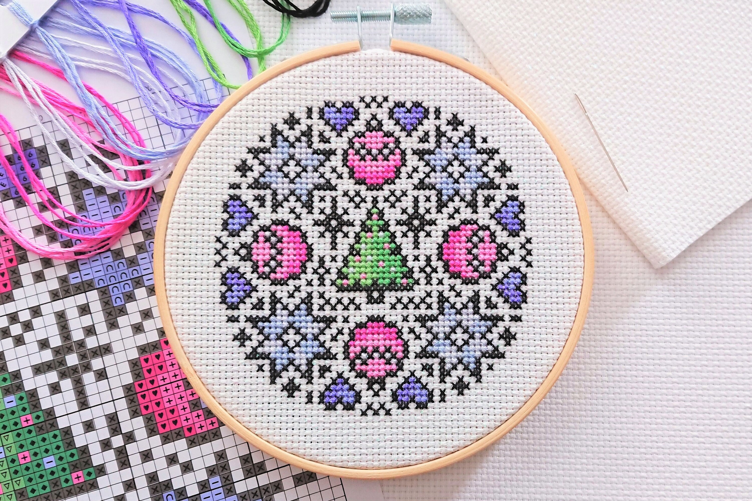 KIT Mini Pastel Mandala V.1 Cross Stitch Kit Optional 5-inch ...