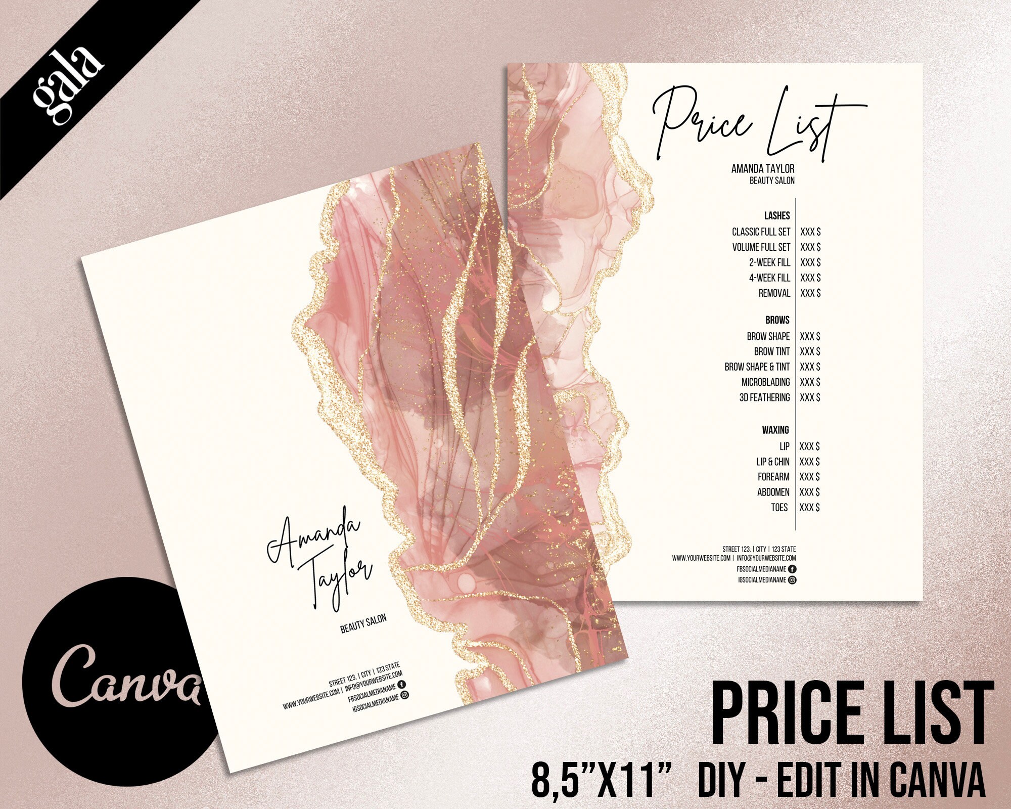 Price List Template Editable Makeup Price List Hair Price - Etsy