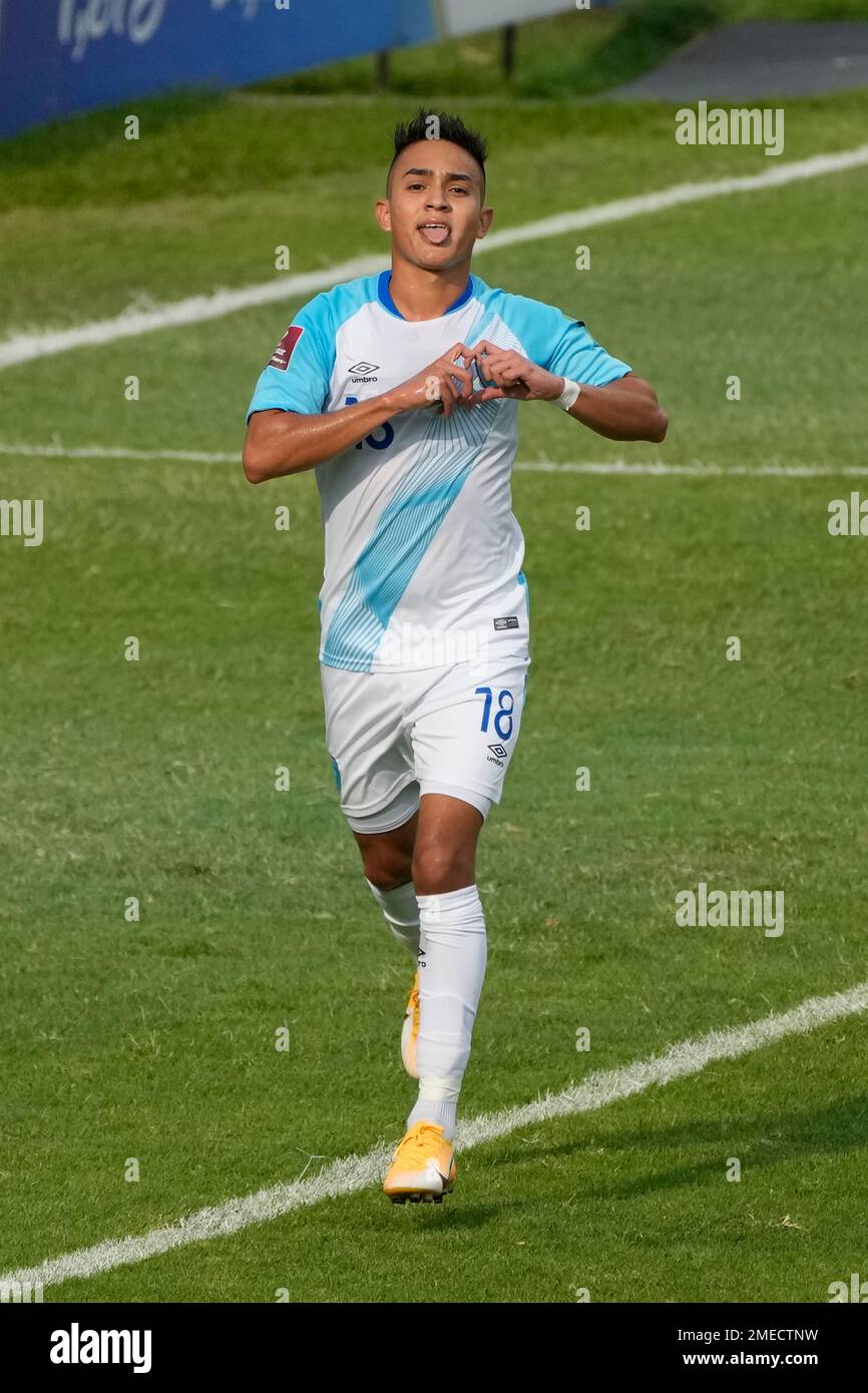 Guatemala's Oscar Santis celebrates scoring his side's 3rd goal ...