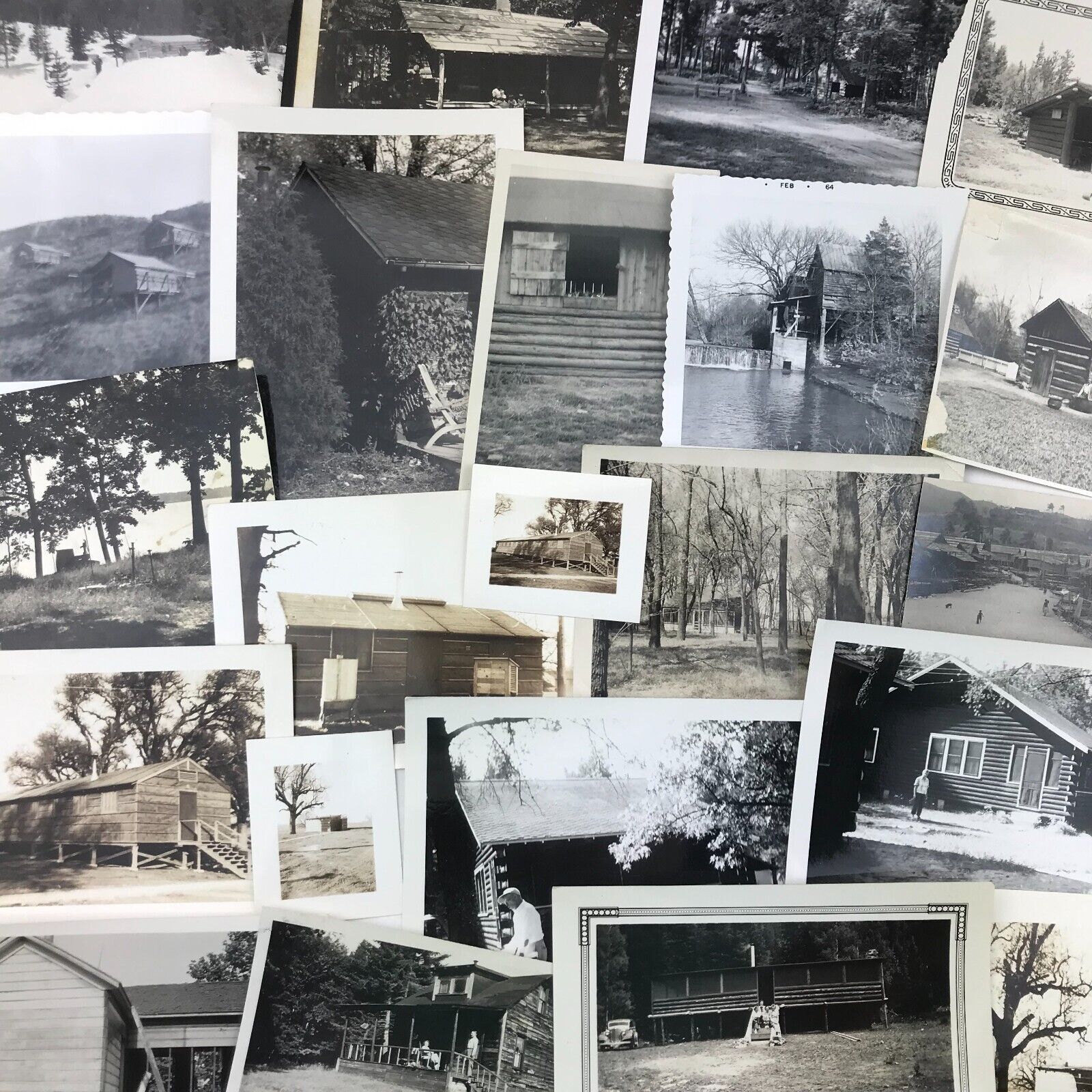 Vintage Black and White Photo Lot of 35 Log Cabins Houses Woods ...