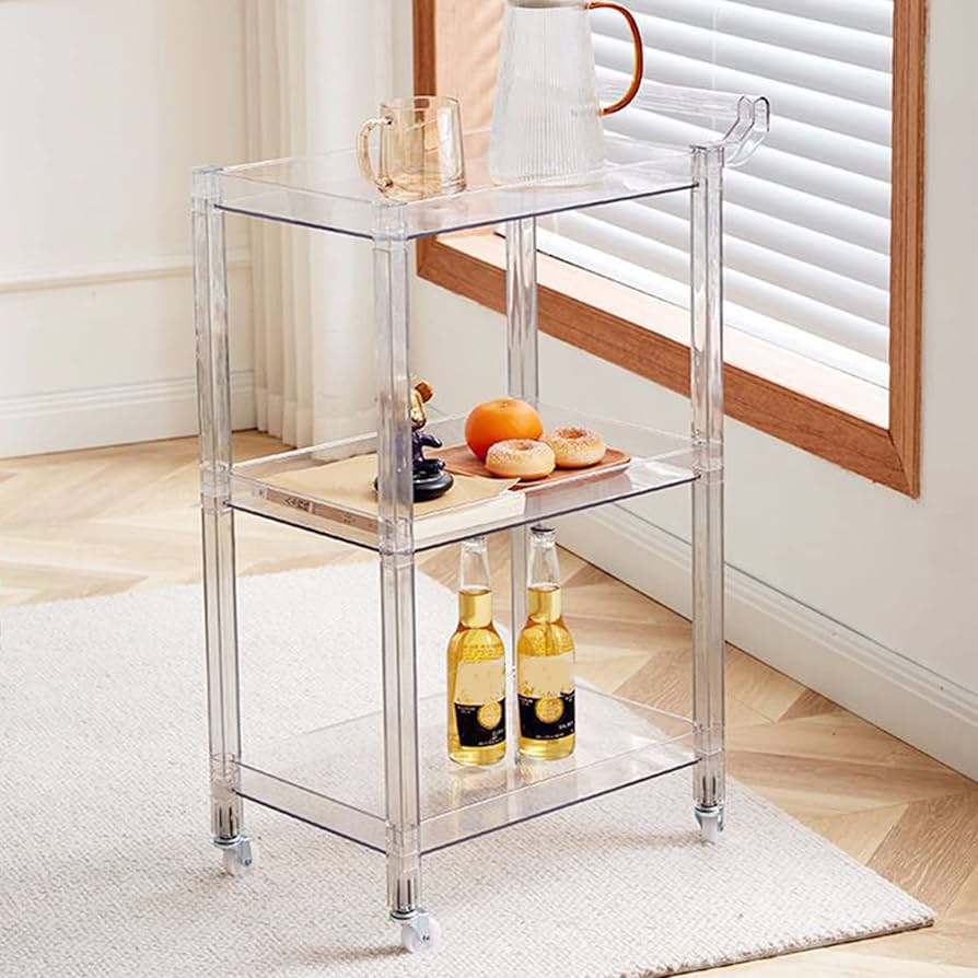 Amazon.com - QQXX Acrylic Bar Cart,3-Tier Rolling Cart with Wheels ...