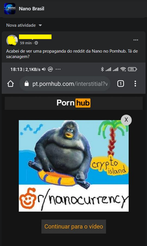 I just saw an advertisement for Nano's Reddit on Pornhub. Are you ...