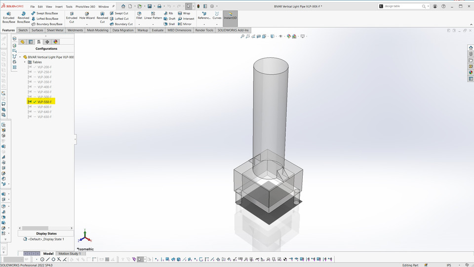 BIVAR Vertical Light Pipe F (Flat) | 3D CAD Model Library | GrabCAD