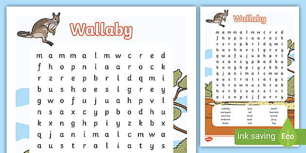 Wallaby Word Search (Teacher-Made) - Twinkl